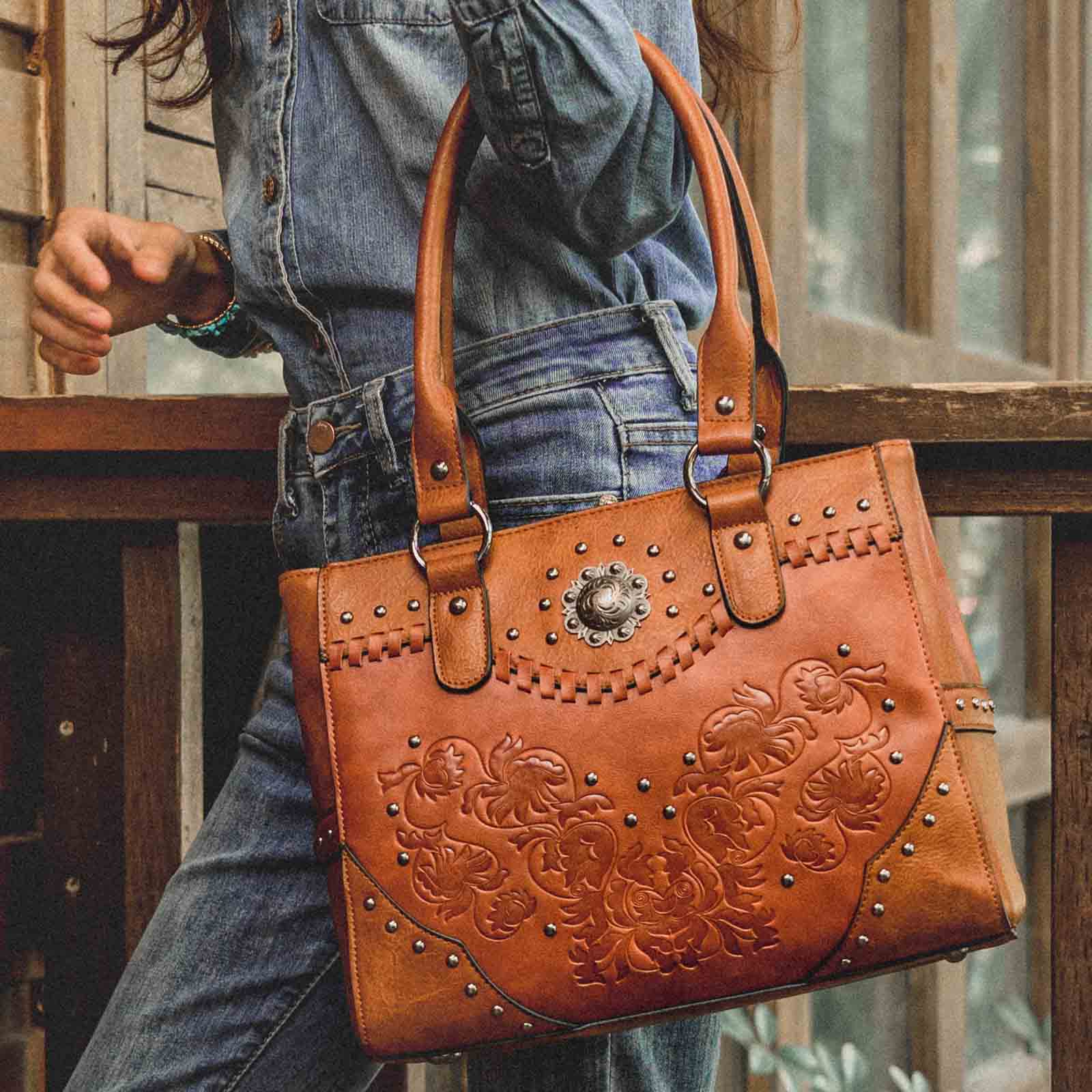 Leatherwork Rivets - Celela-Bolsos de hombro para mujer, Bolso