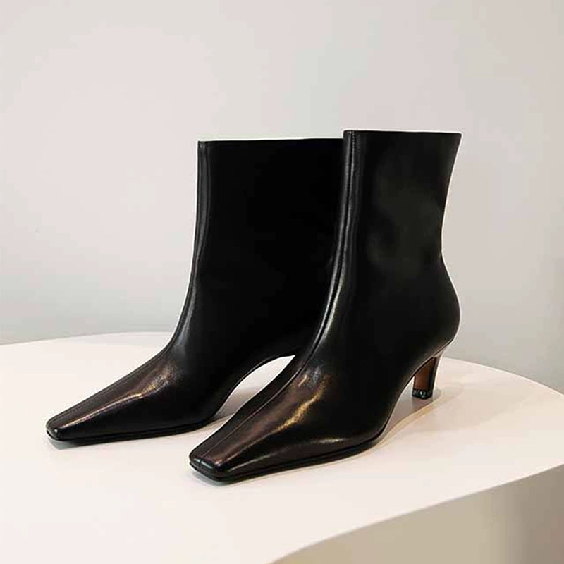 Leather Work Western - AIYKAZYSDL 2025 botines con punta cuadrada,