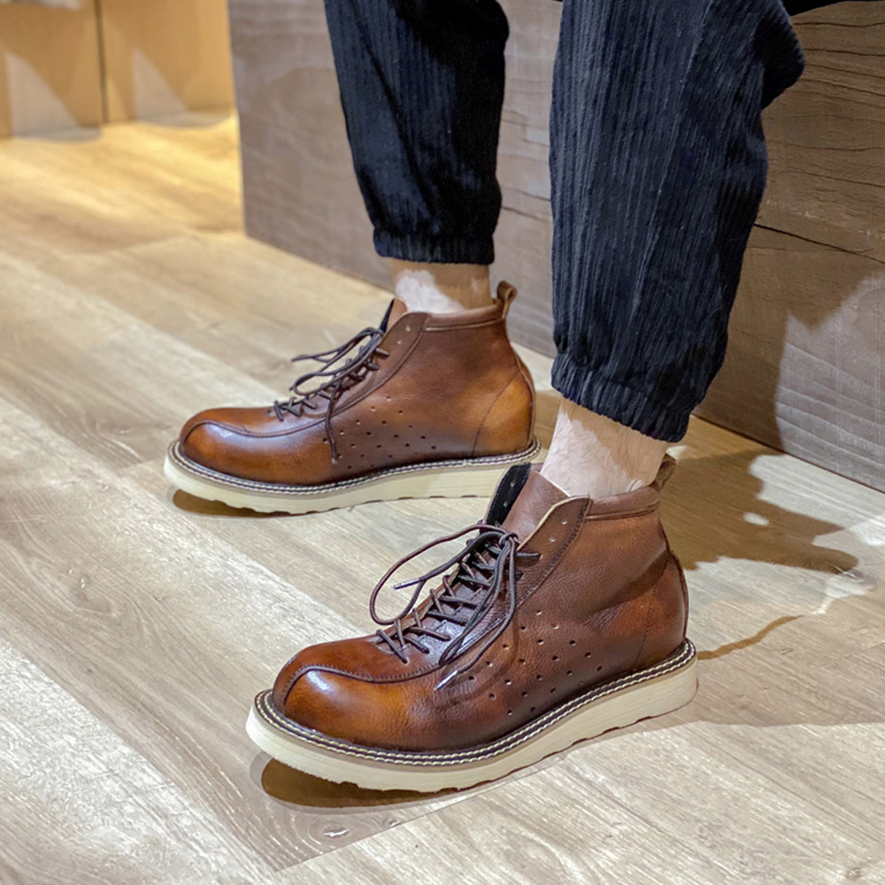 Leather Work Western - Botas Chelsea caladas de cuero genuino