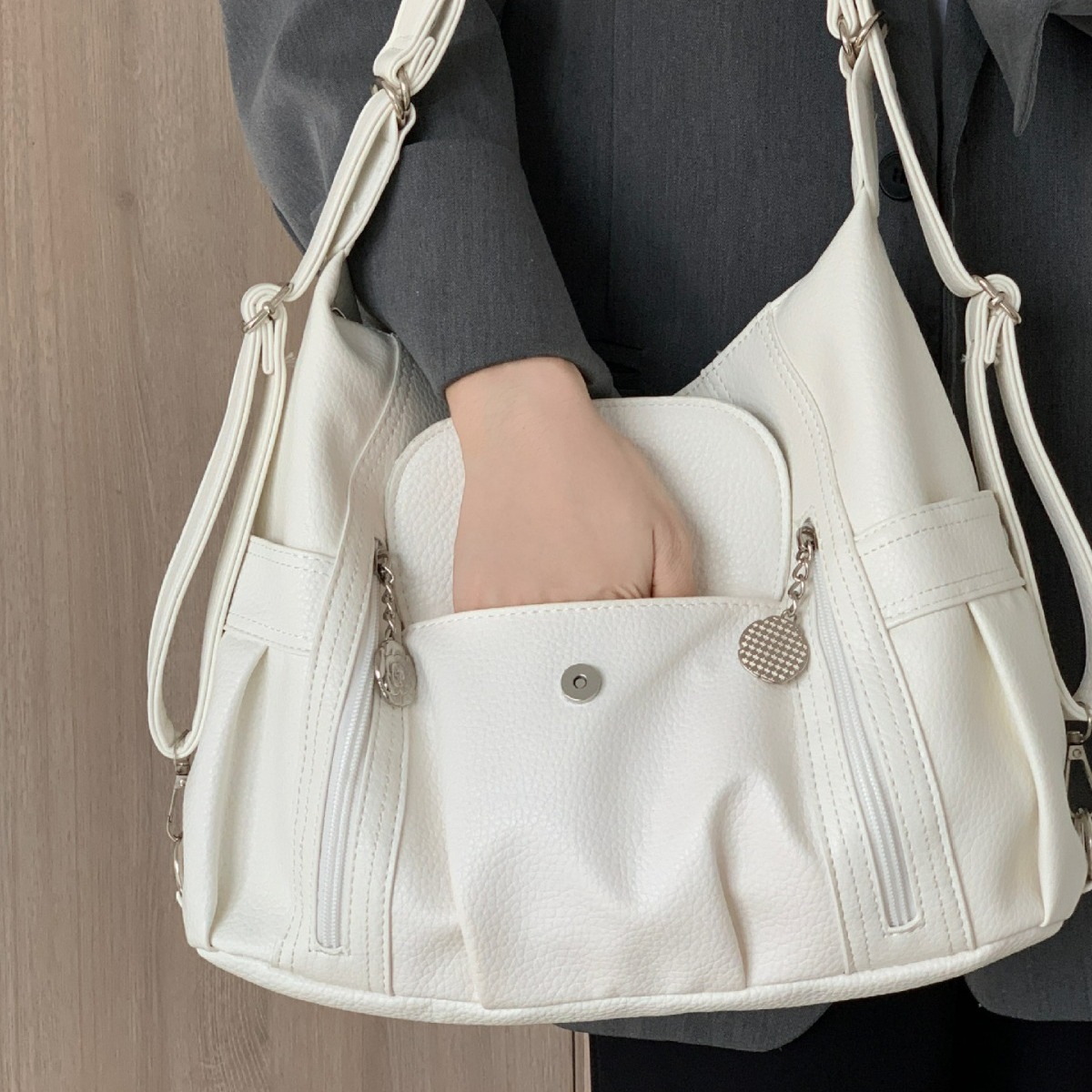Leather Work Bag Women - Bolso bonito para mujer, versión coreana