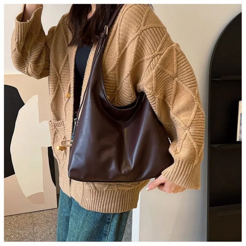 Leather Work Bag Women - Bolso Tote Vintage Estilo Hobo para