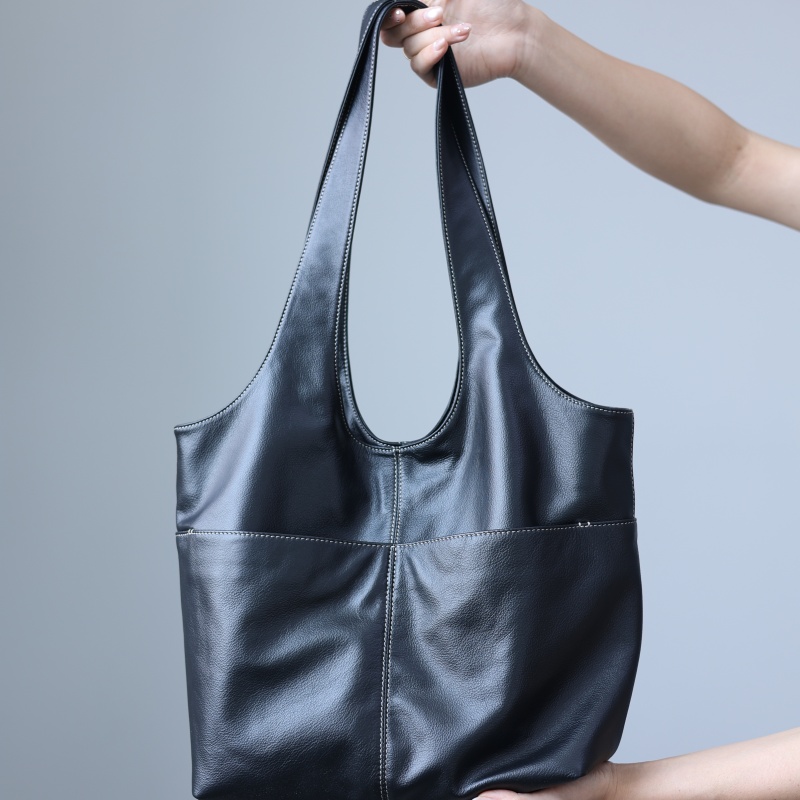Leather Work Bag Women - Bolsos de hombro de cuero genuino