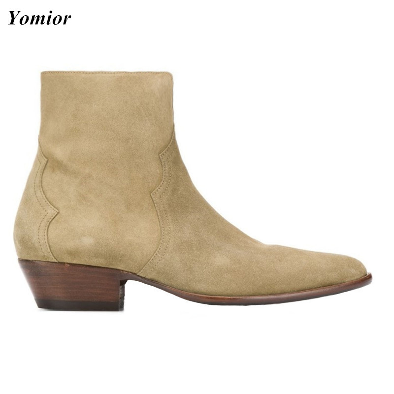 Leatherwork Designs - Yomior-Botas de cuero genuino para hombre,