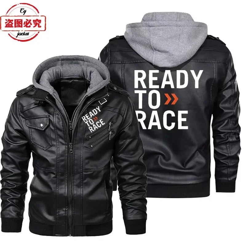 Leather Work Jacket With Hood - Chaqueta de Cuero con Capucha para