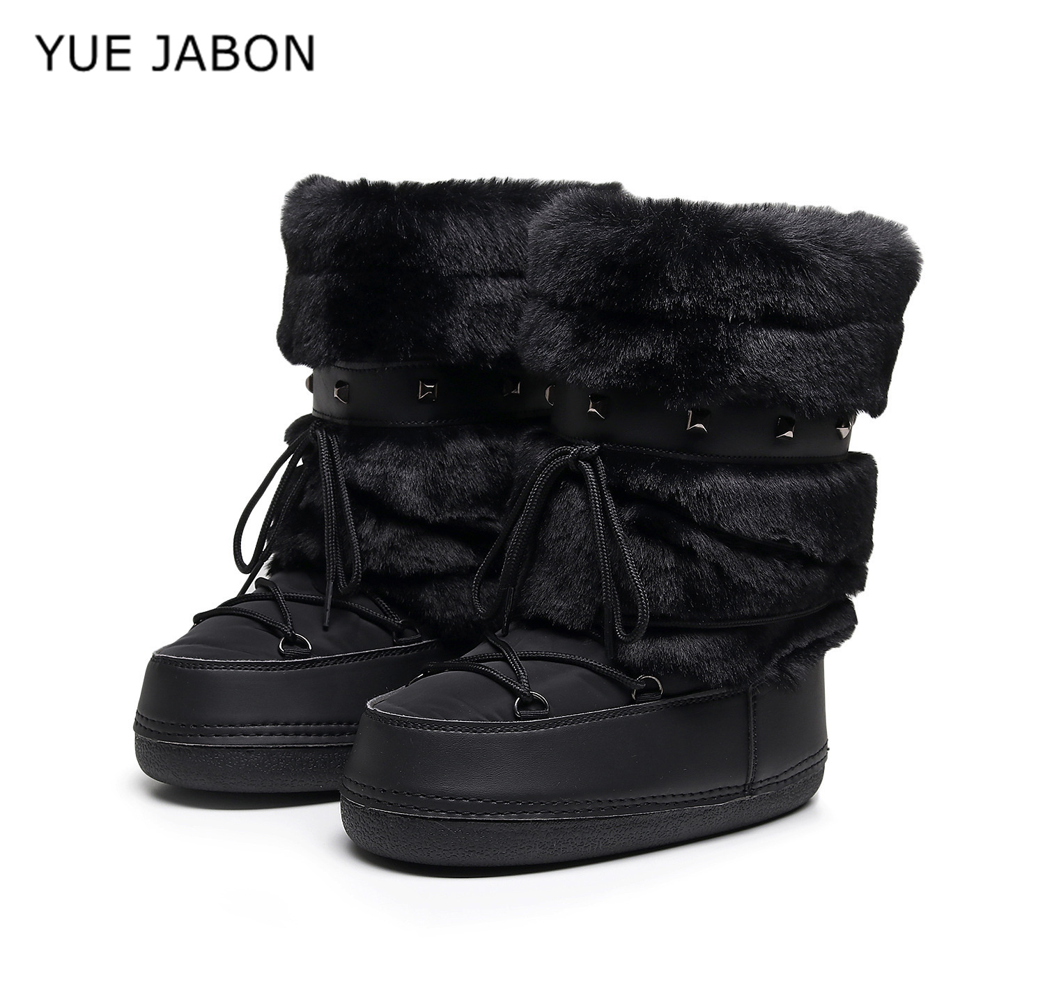 Leatherwork Rivets - Botas de nieve con remaches cruzados
