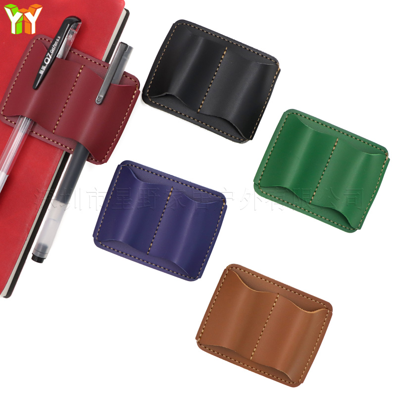 Leather Work Notepad - Portaplumas portátil de cuero PU, clip