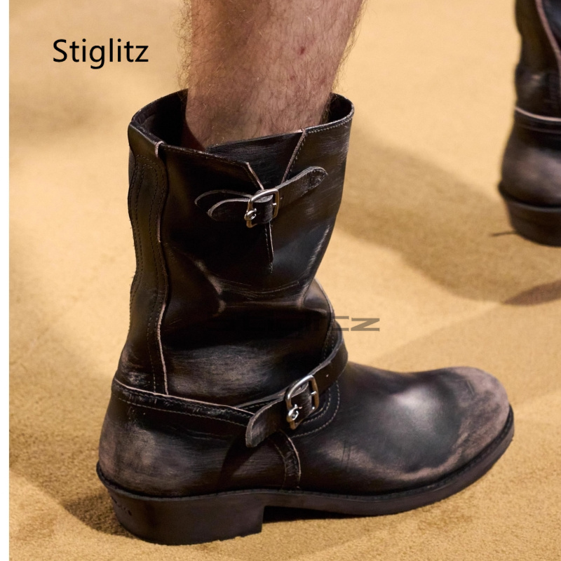 Leather Work Western - Botas de vaquero del oeste Retro