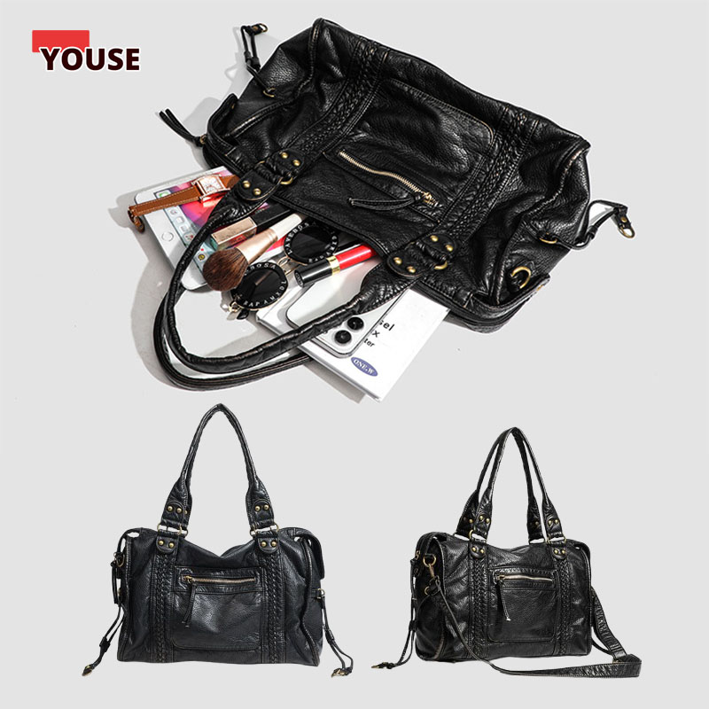 Leatherwork Rivets - Bolso de mano de cuero suave