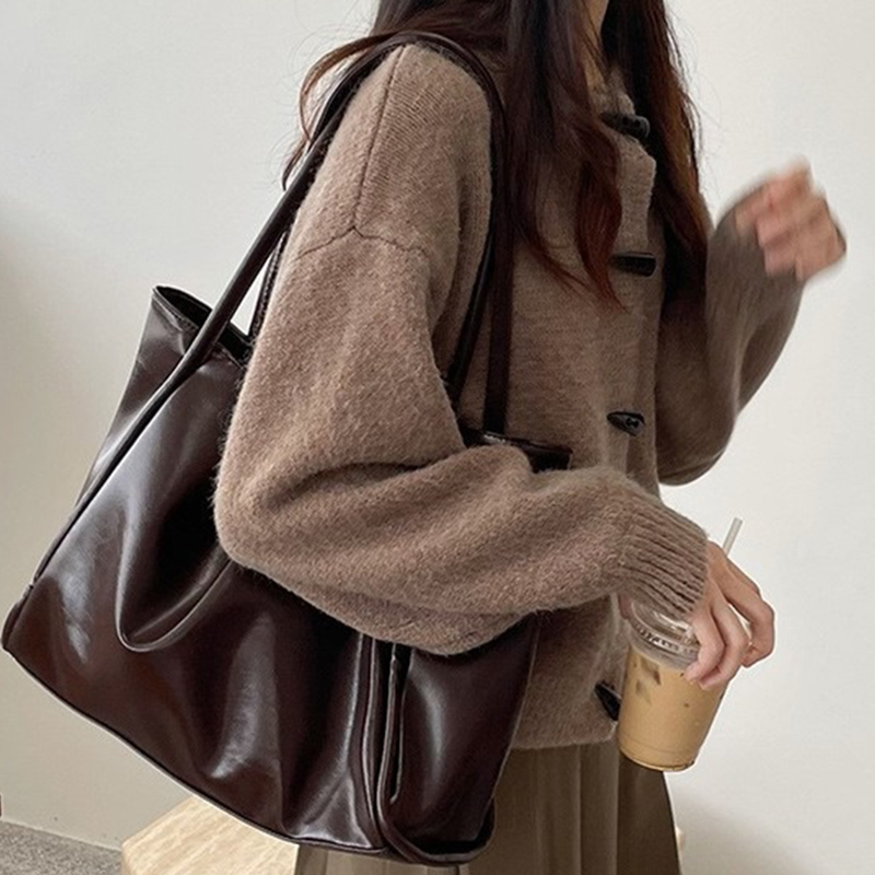 Leather Work Bag Women - Bolsos de Hombro Vintage para Mujer