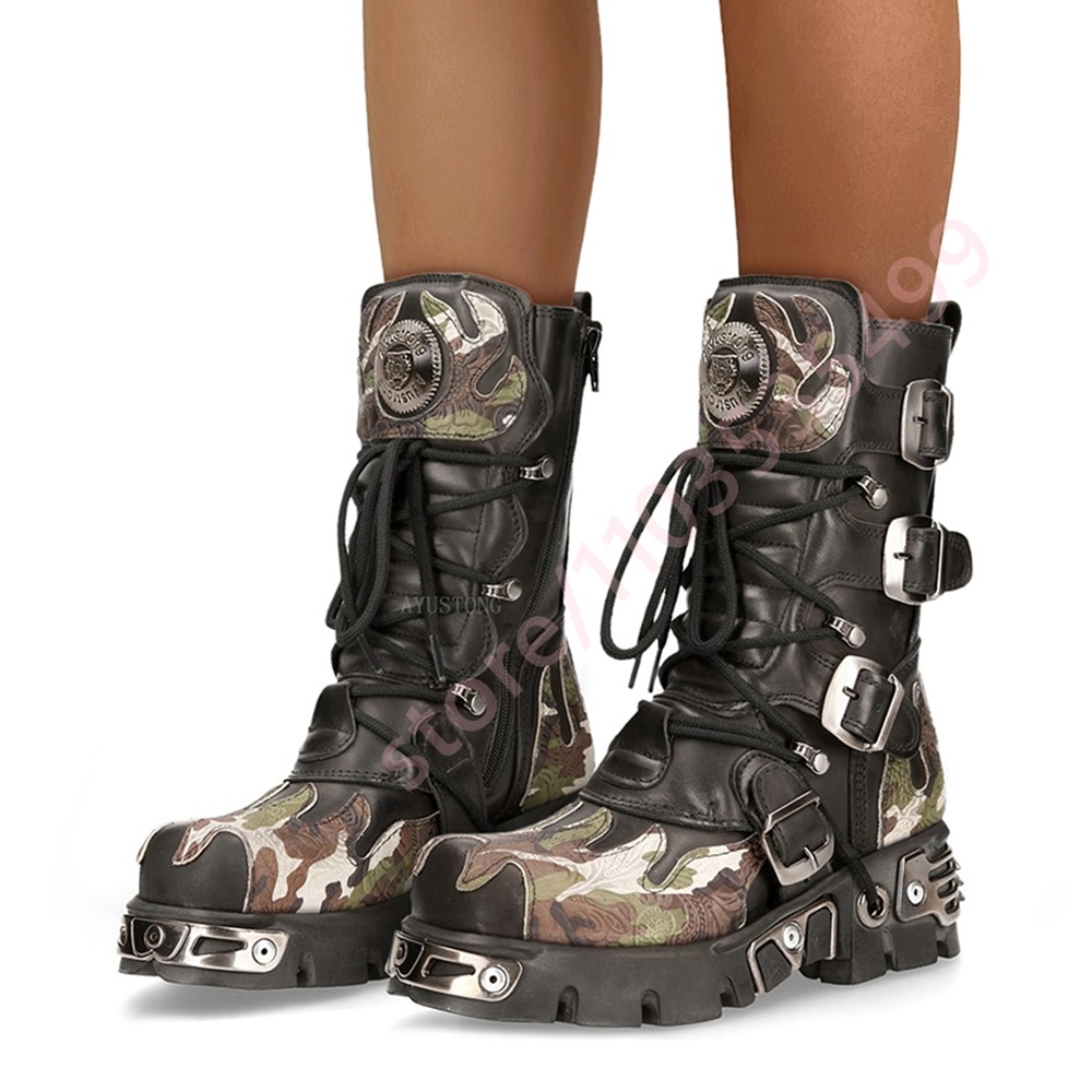 Leatherwork Rivets - Botas de moto con hebilla de