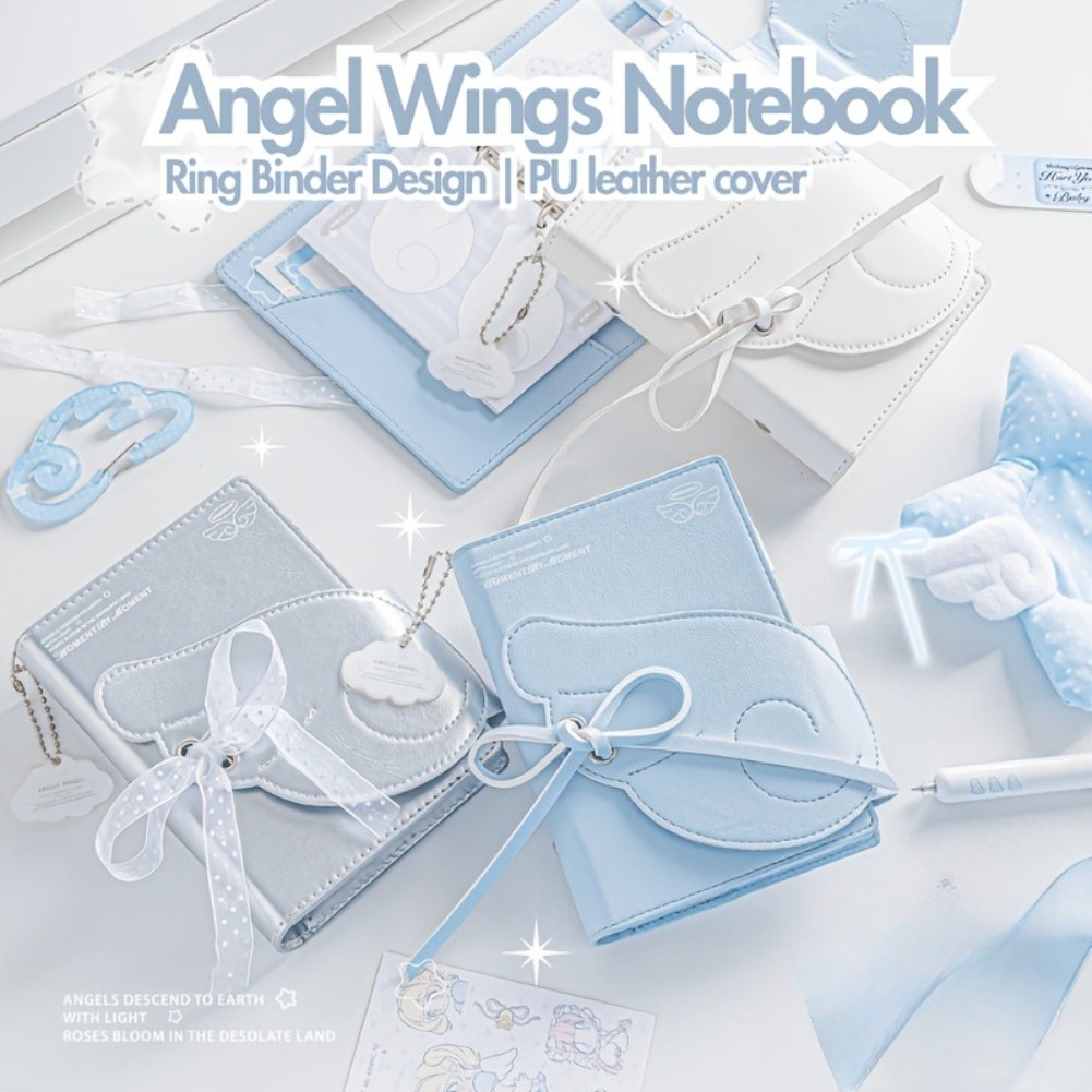 Leather Work Notepad - Cuaderno Kawaii con Alas de Ángel,