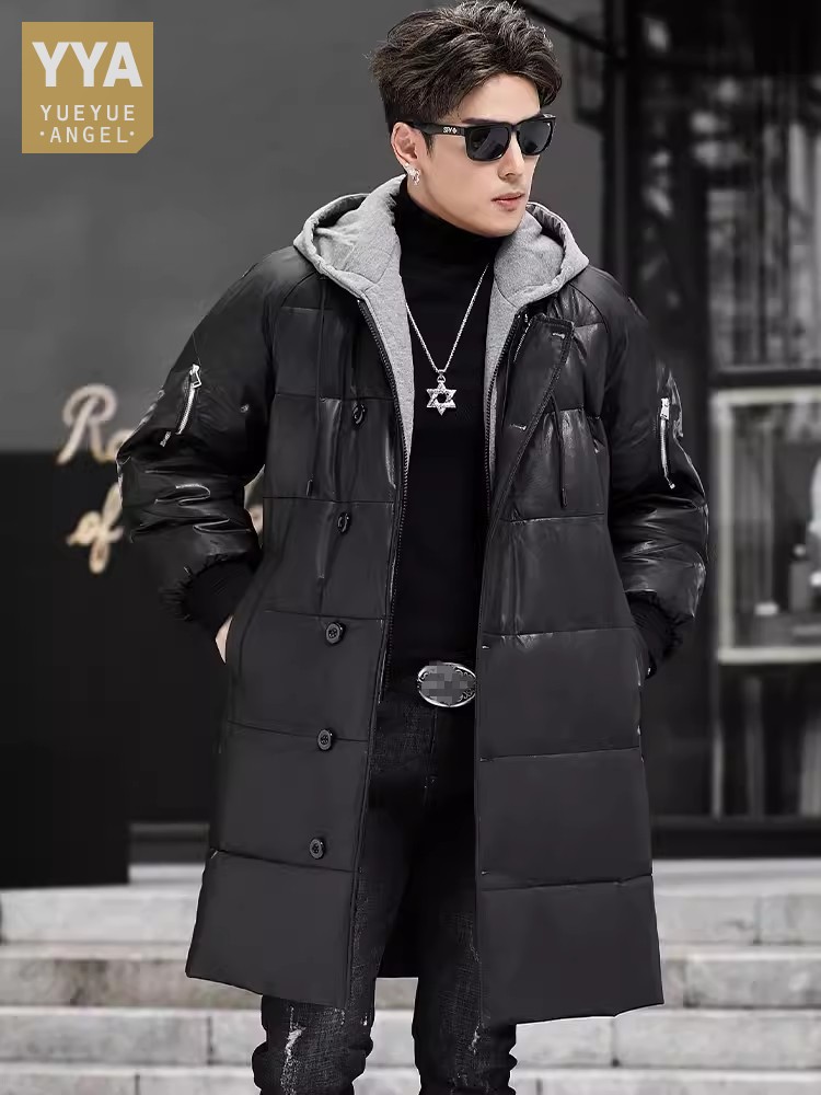 Leather Work Jacket With Hood - Nueva chaqueta de invierno larga con