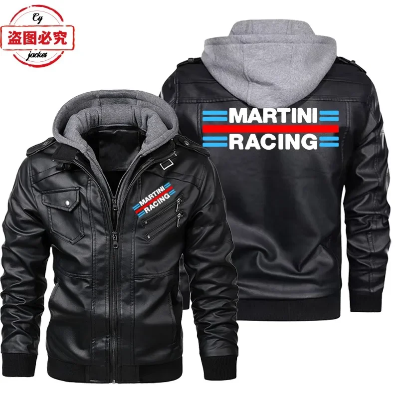 Leather Work Jacket With Hood - Chaqueta de Cuero PU con Logotipo