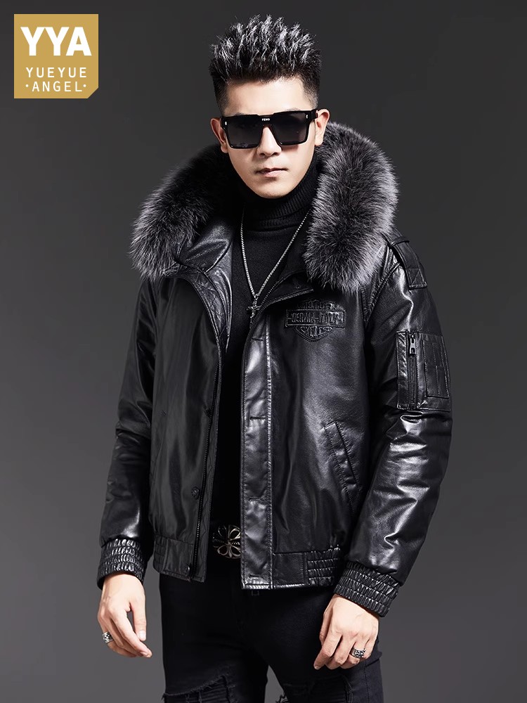 Leather Work Jacket With Hood - Moda para hombre invierno cuello de
