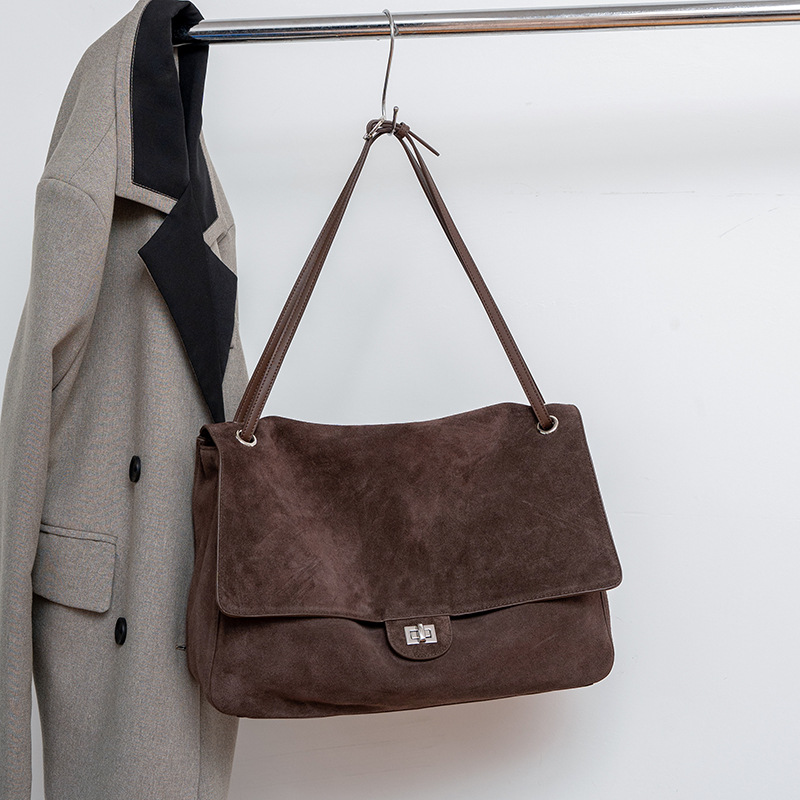 Leather Work Bag Women - Bolso de Hombro de Cuero Gamuza