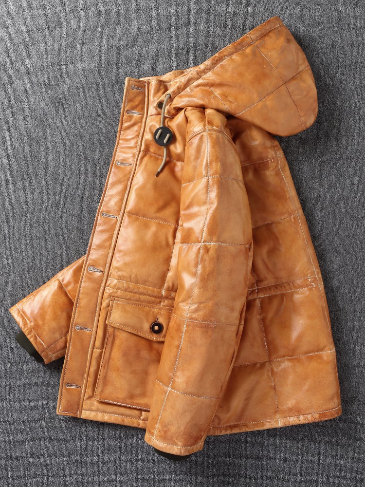 Chaqueta de invierno para homb - Leather Work Jacket With Hood reseña y precio