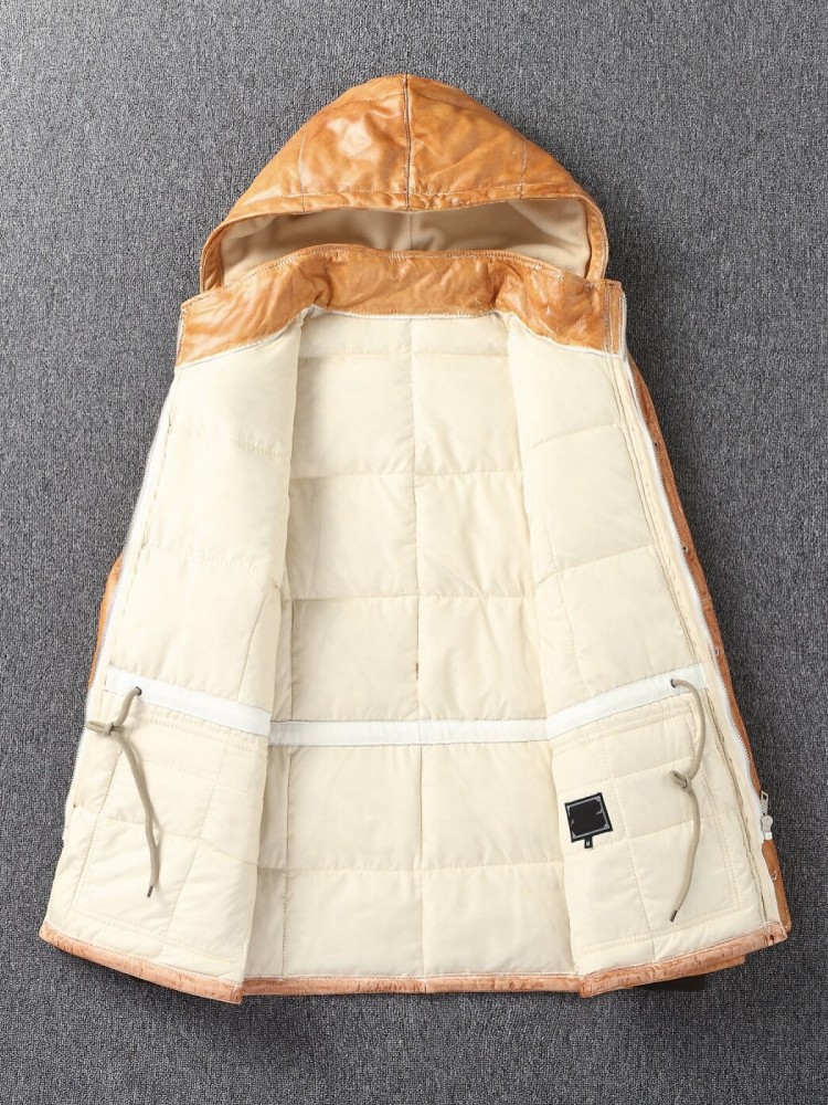 Chaqueta de invierno para homb - Leather Work Jacket With Hood reseña y precio