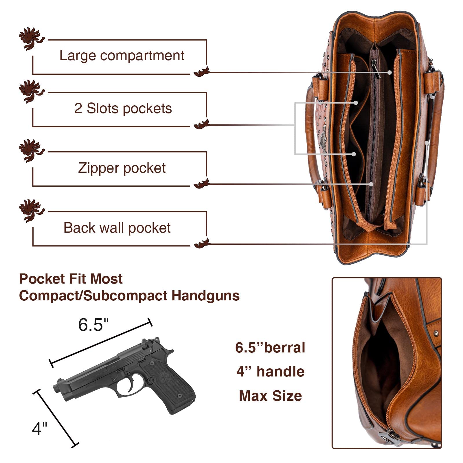 Celela-Bolsos de hombro para m - Leatherwork Rivets reseña y precio