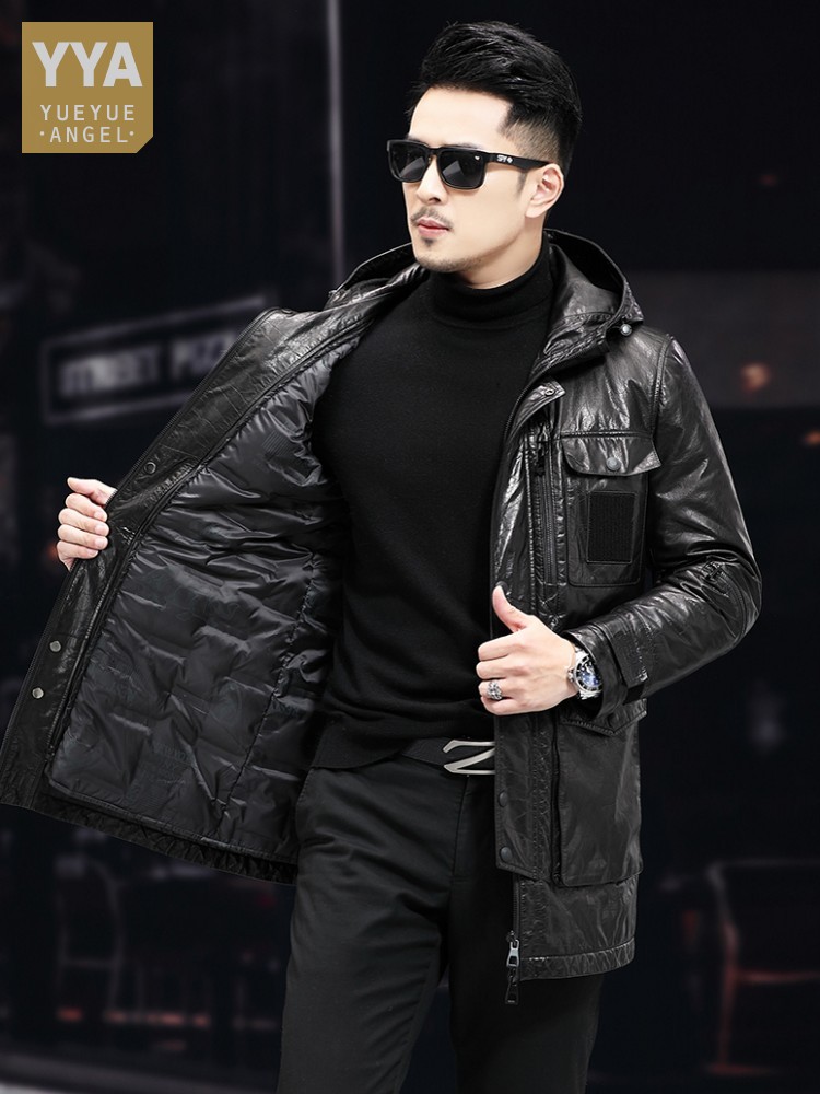 Abrigo de invierno cálido medi - Leather Work Jacket With Hood reseña y precio