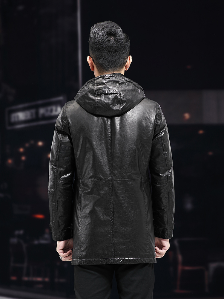 Abrigo de invierno cálido medi - Leather Work Jacket With Hood reseña y precio