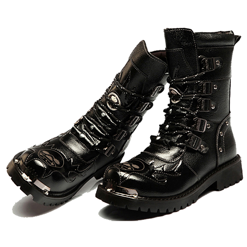 Botas de combate para hombre,  - Leatherwork Rivets reseña y precio