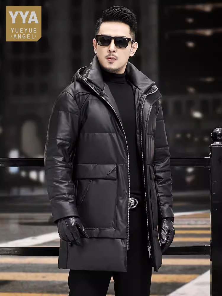Abrigo de invierno grueso y cá - Leather Work Jacket With Hood reseña y precio