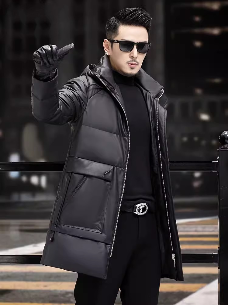 Abrigo de invierno grueso y cá - Leather Work Jacket With Hood reseña y precio