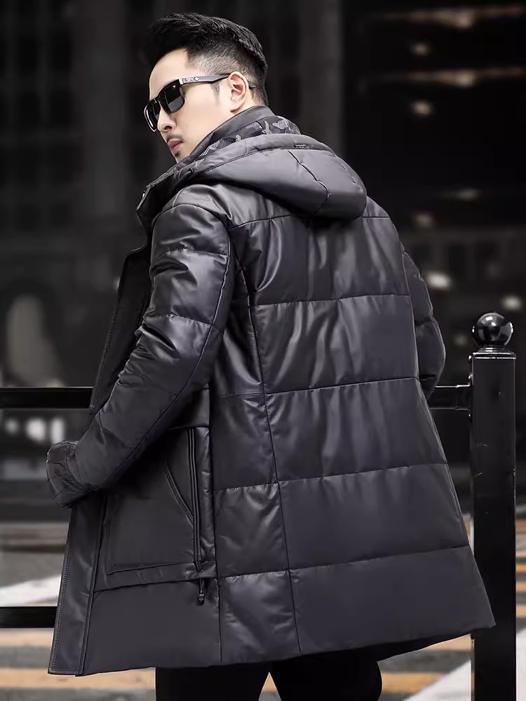 Abrigo de invierno grueso y cá - Leather Work Jacket With Hood reseña y precio