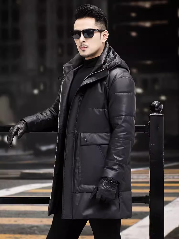 Abrigo de invierno grueso y cá - Leather Work Jacket With Hood reseña y precio