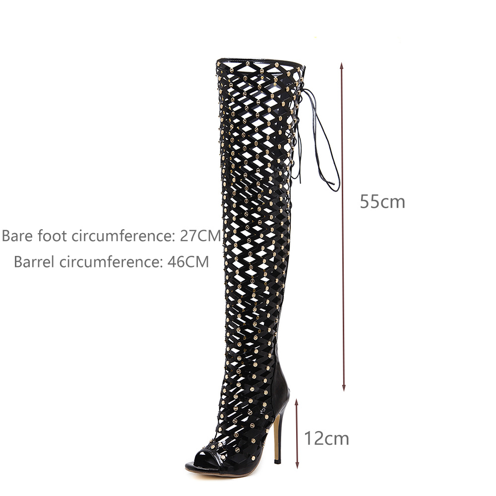 Botas de tacón alto de moda pa - Leatherwork Rivets reseña y precio