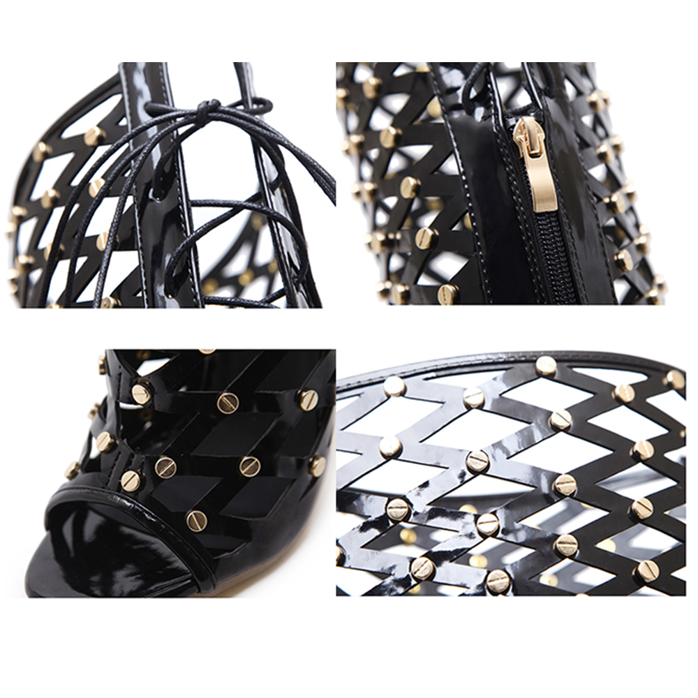 Botas de tacón alto de moda pa - Leatherwork Rivets reseña y precio