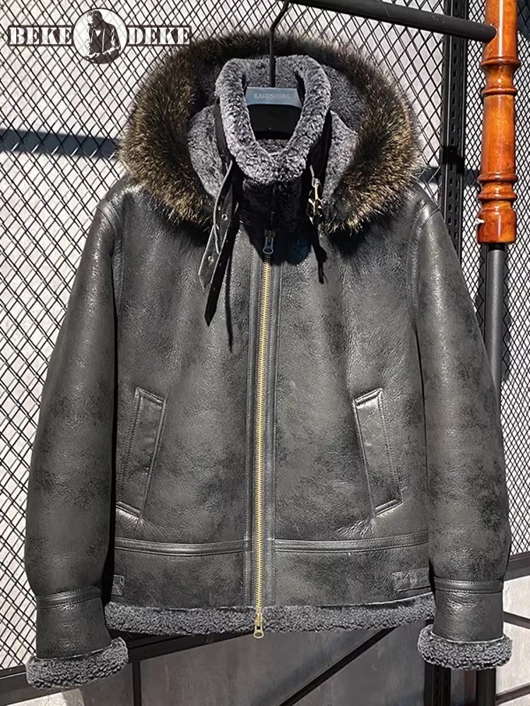 Chaqueta de Cuero Genuino para - Leather Work Jacket With Hood reseña y precio