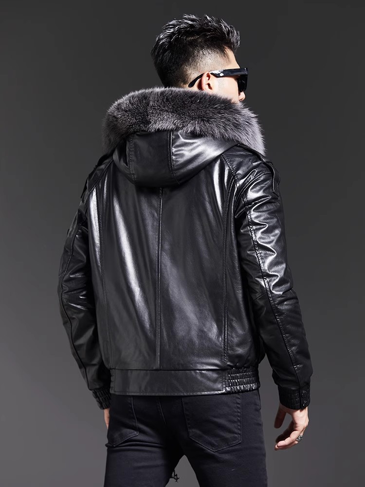 Moda para hombre invierno cuel - Leather Work Jacket With Hood reseña y precio