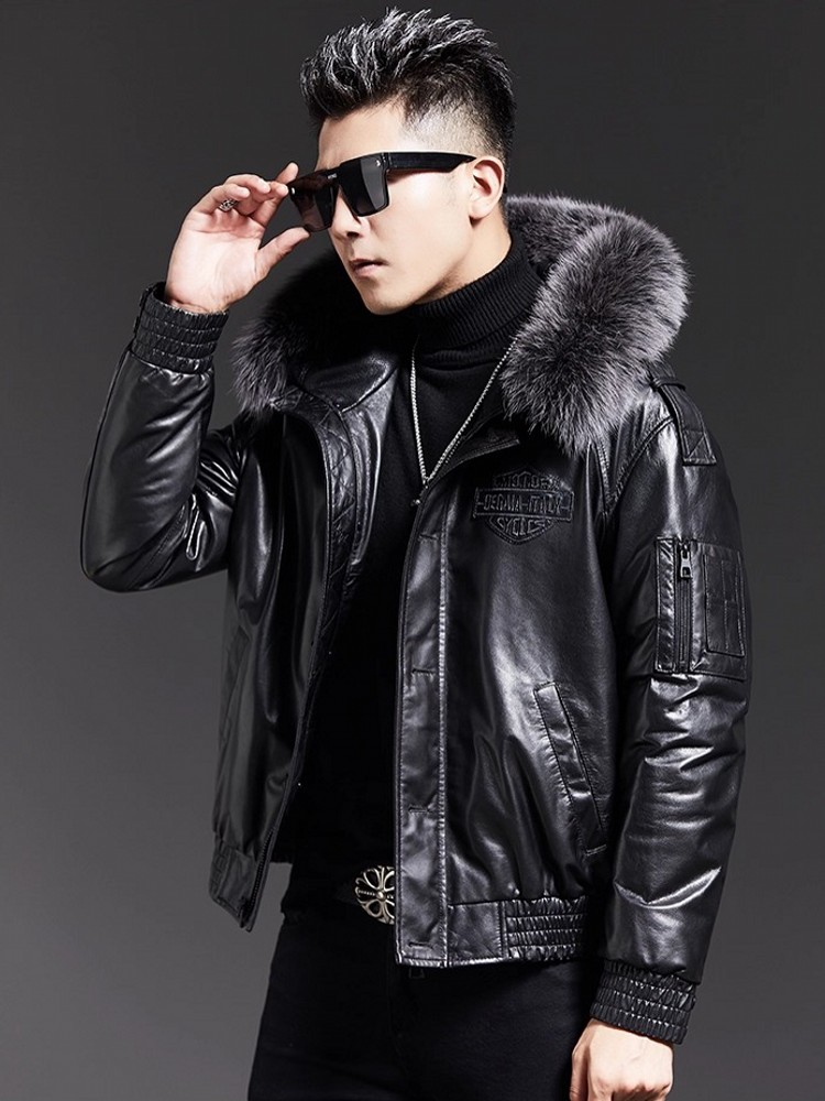 Moda para hombre invierno cuel - Leather Work Jacket With Hood reseña y precio