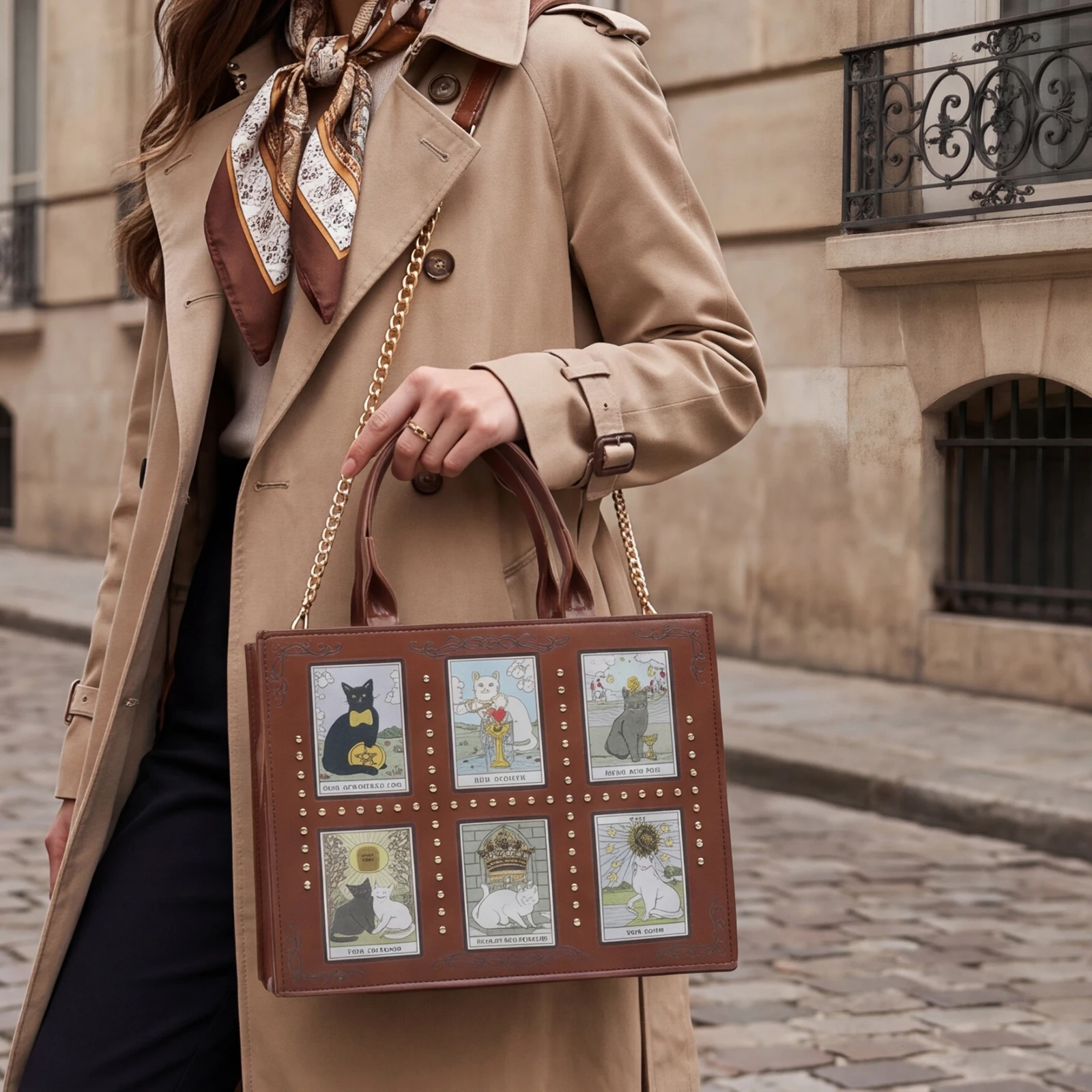 Bolso tote con estampado de ga - Leatherwork Rivets reseña y precio